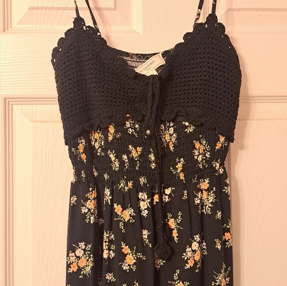 No Comment Size M Floral Maxi Dress with Knit Top & Spaghetti Straps - Picture 2 of 5